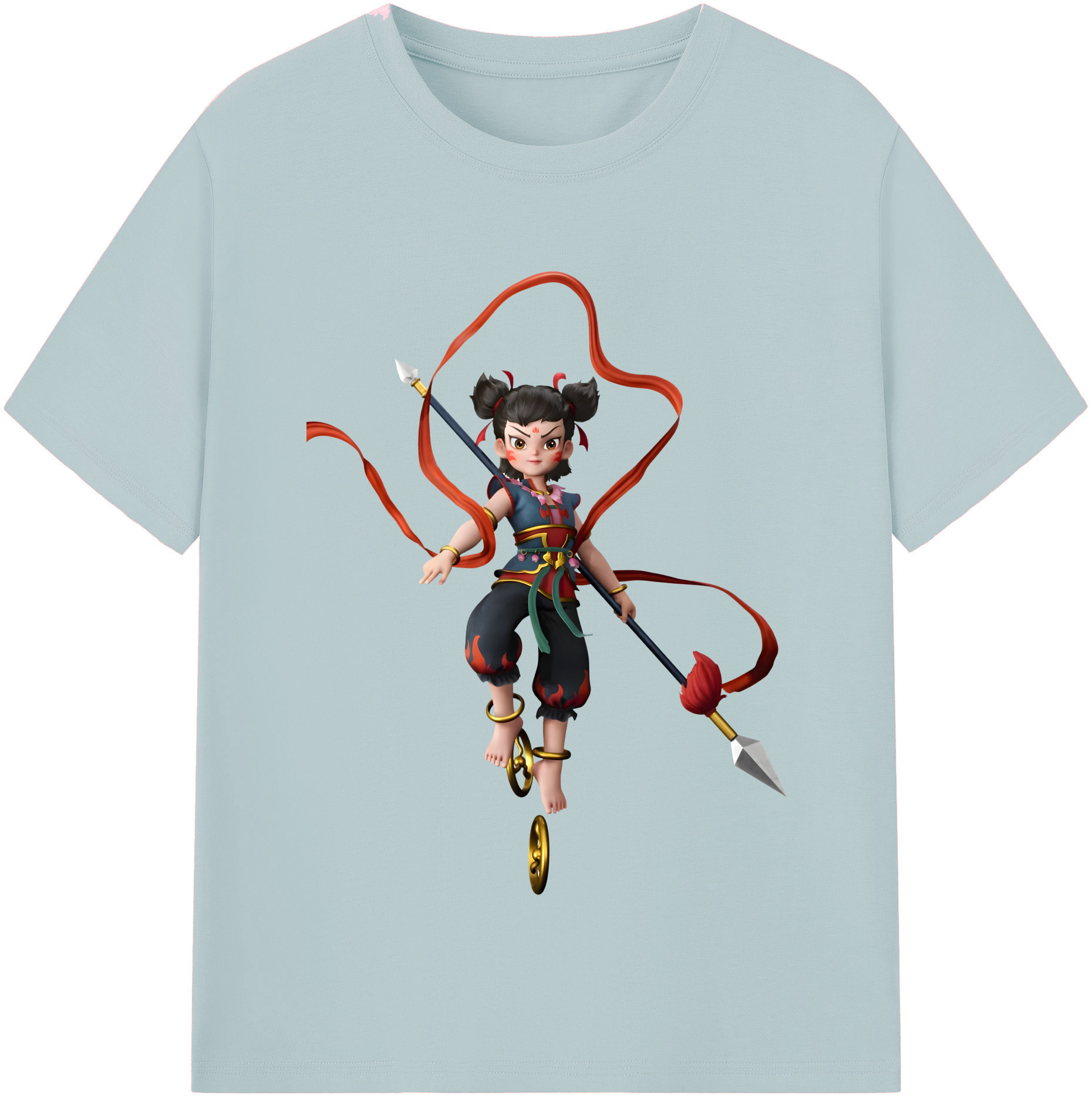 （画像用） Ne Zha 2 ナタ 魔童の大暴れ 綿100％半袖Tシャツ（フロントプリント）